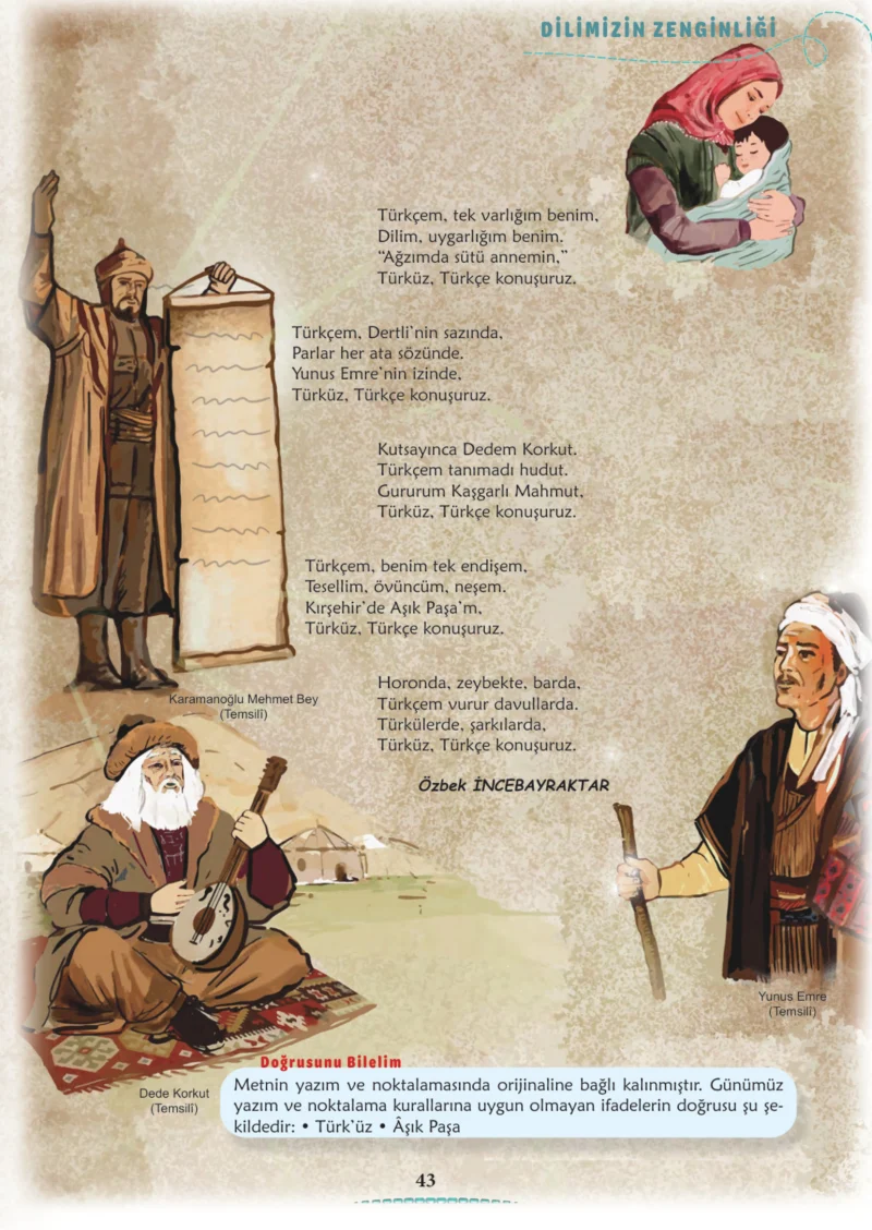 6. Sınıf Türkçe Ders Kitabı Cevapları Meb Yayınları 1. Kitap Sayfa 43 Cevabı