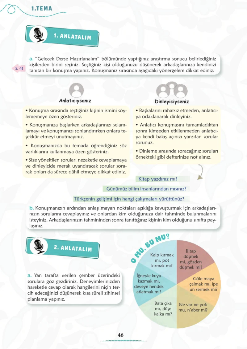 6. Sınıf Türkçe Ders Kitabı Cevapları Meb Yayınları 1. Kitap Sayfa 46 Cevabı