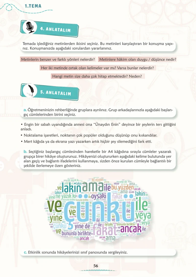 6. Sınıf Türkçe Ders Kitabı Cevapları Meb Yayınları 1. Kitap Sayfa 56 Cevabı
