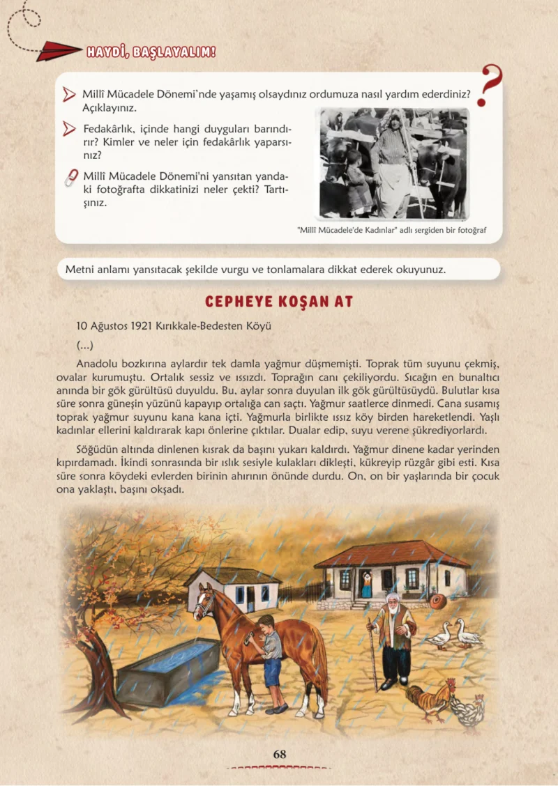 6. Sınıf Türkçe Ders Kitabı Cevapları Meb Yayınları 1. Kitap Sayfa 68 Cevabı