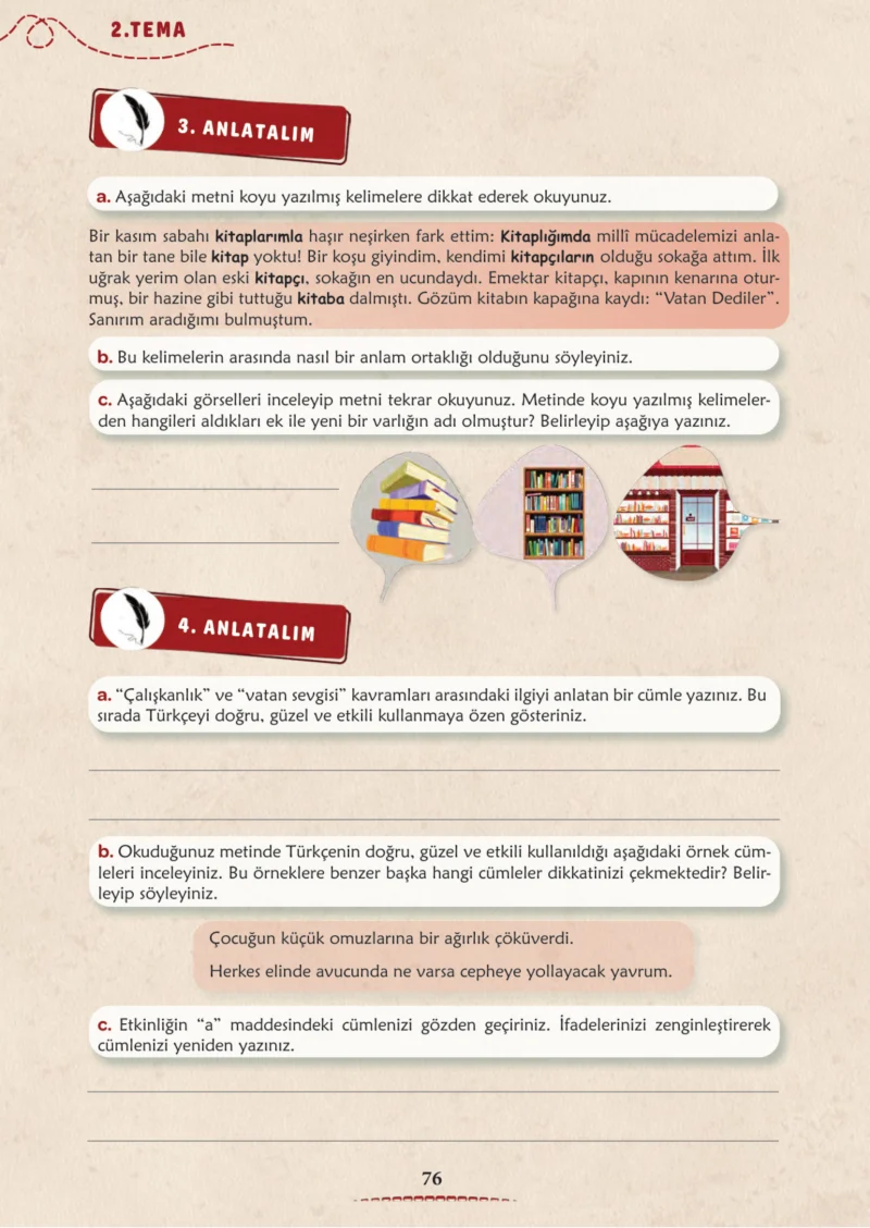 6. Sınıf Türkçe Ders Kitabı Cevapları Meb Yayınları 1. Kitap Sayfa 76 Cevabı