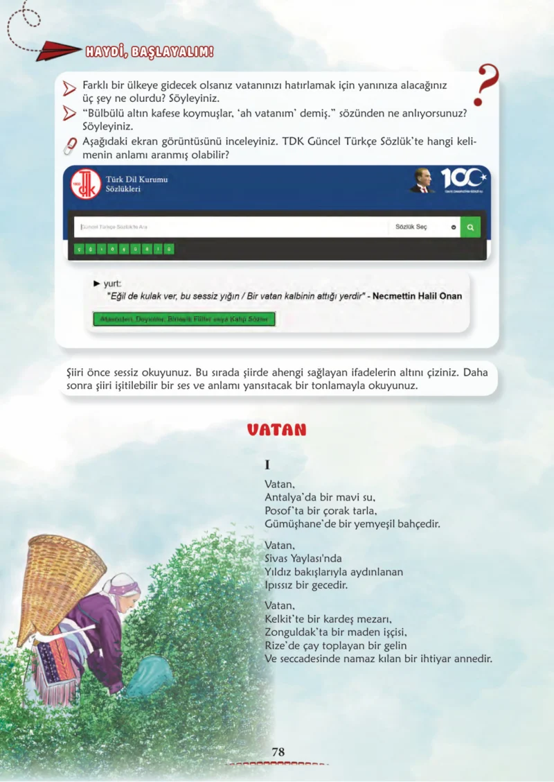6. Sınıf Türkçe Ders Kitabı Cevapları Meb Yayınları 1. Kitap Sayfa 78 Cevabı