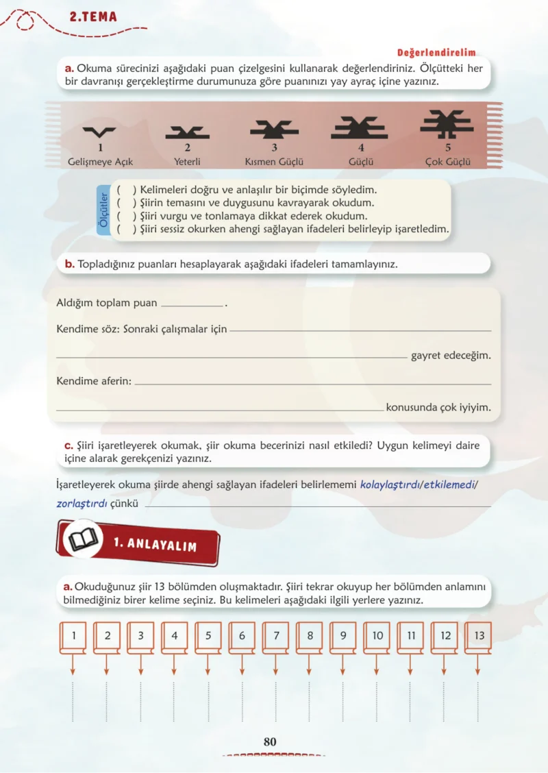 6. Sınıf Türkçe Ders Kitabı Cevapları Meb Yayınları 1. Kitap Sayfa 80 Cevabı