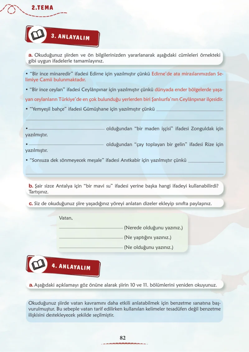 6. Sınıf Türkçe Ders Kitabı Cevapları Meb Yayınları 1. Kitap Sayfa 82 Cevabı