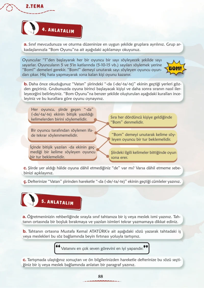 6. Sınıf Türkçe Ders Kitabı Cevapları Meb Yayınları 1. Kitap Sayfa 88 Cevabı