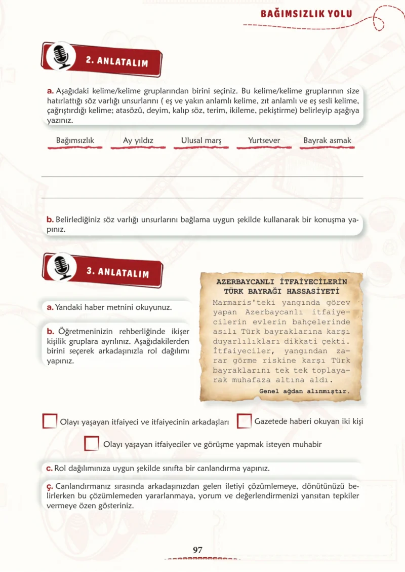 6. Sınıf Türkçe Ders Kitabı Cevapları Meb Yayınları 1. Kitap Sayfa 97 Cevabı