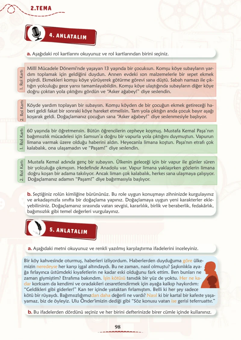 6. Sınıf Türkçe Ders Kitabı Cevapları Meb Yayınları 1. Kitap Sayfa 98 Cevabı