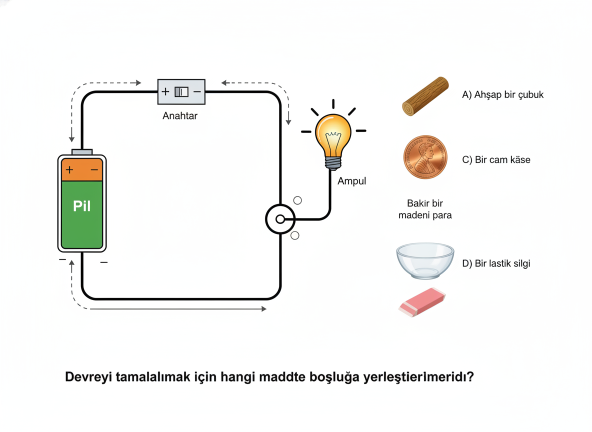 6. Sınıf Fen Bilimleri Elektriğin İletimi - Soru 20
